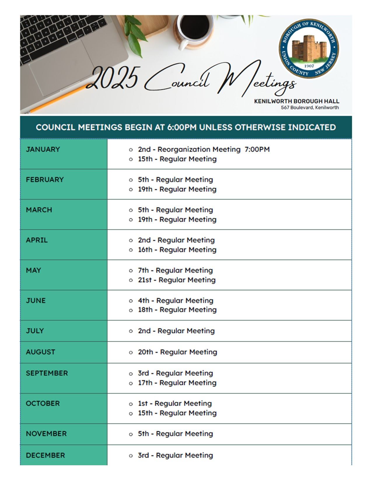 2025 Meeting Schedule Amended 02192025